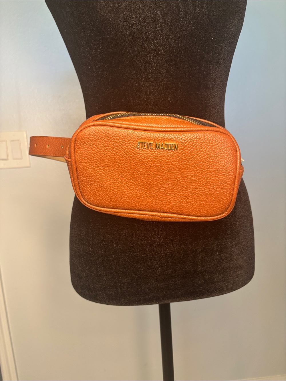 Steve Madden Orange Pebbled Leather Crossbody Belt Bag